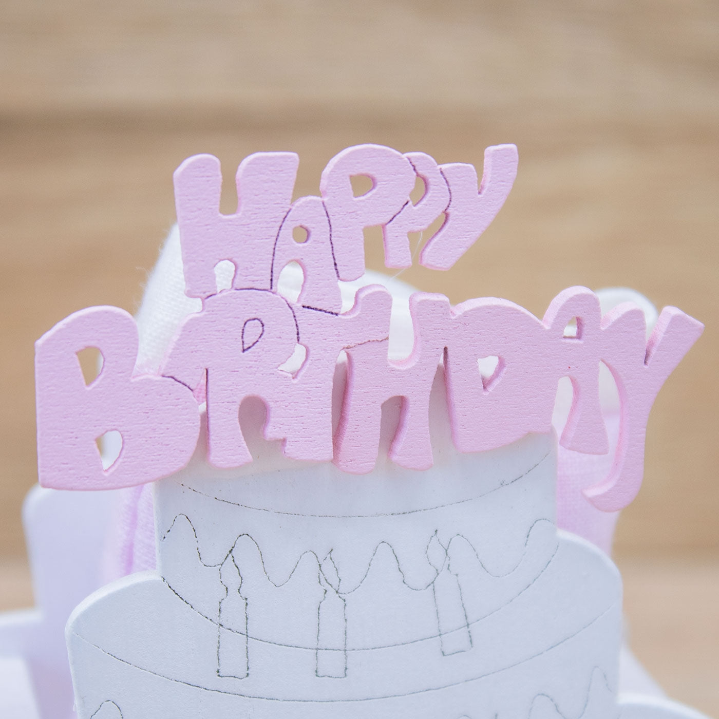 Portaconfetti Torta Happy Birthday Rosa