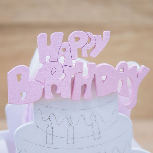 Portaconfetti Torta Happy Birthday Rosa