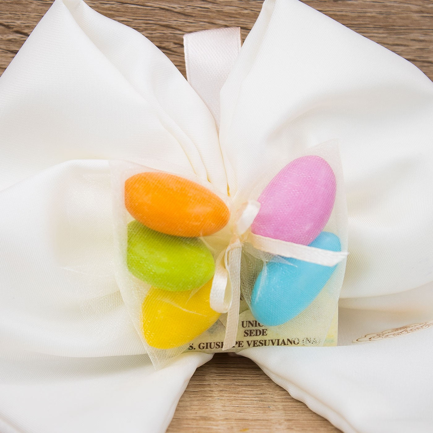 Sacchetto Fiocco con Fiore Rosa Porcellana di Capodimonte