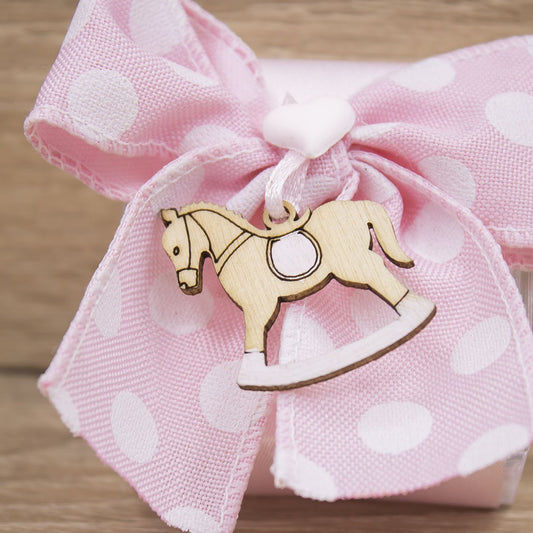 Portaconfetti Rosa con Cavallo a Dondolo