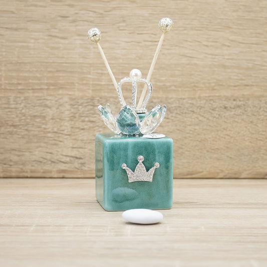 Profumatore Quadrato Verde con Corona Argento Marilyn Rome
