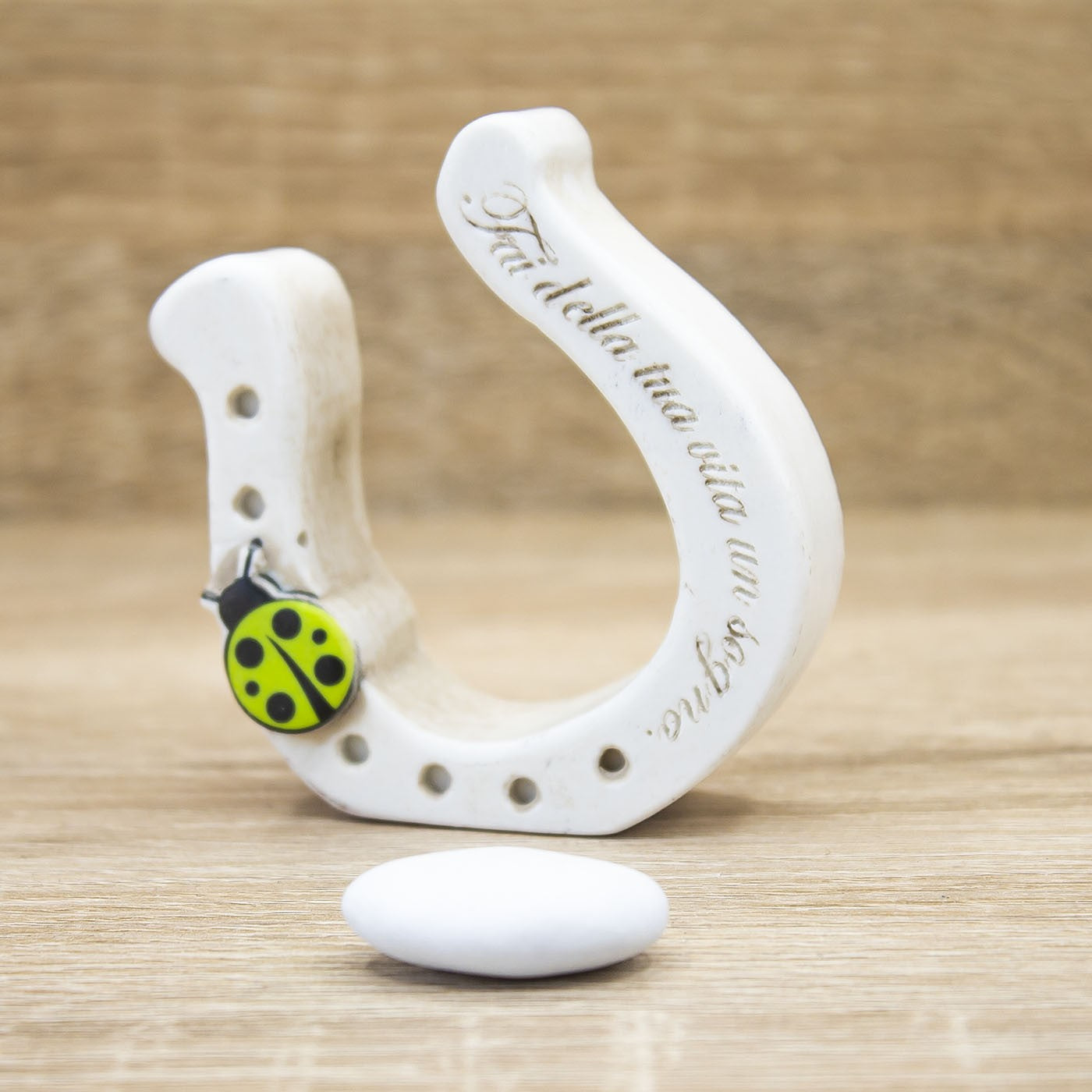 Portafortuna Ferro di Cavallo Coccinella Verde Dolcicose