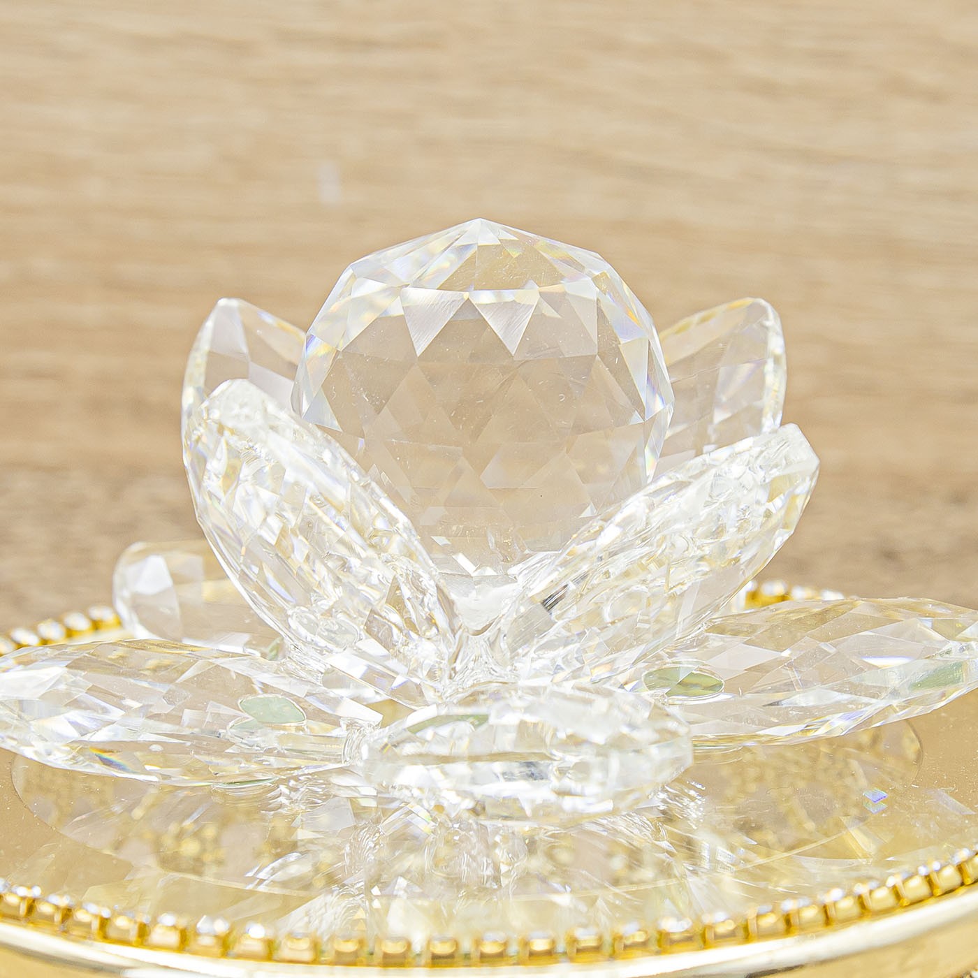 Portagioie Tondo Oro con Petali Cristallo Marilyn Rome