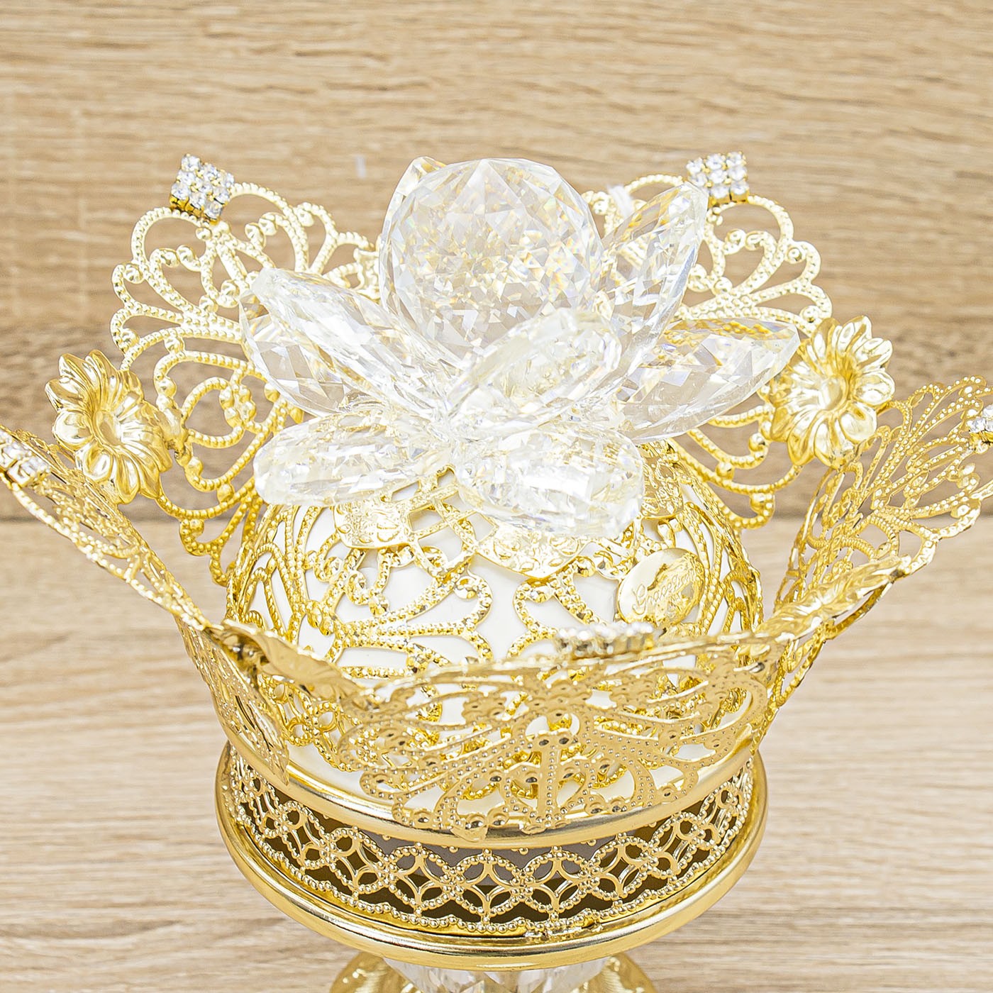 Portagioie Imperiale Oro con Petali Cristallo Marilyn Rome