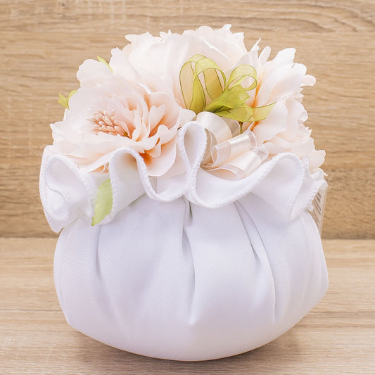 Sacchettone Bianco con Fiori Rosa e Sali Profumati Francesi La Vie en Rose