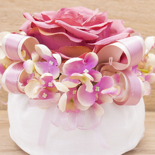 Sacchettone con Ortensie e Fiore Rosa e Sali Profumati Francesi La Vie en Rose