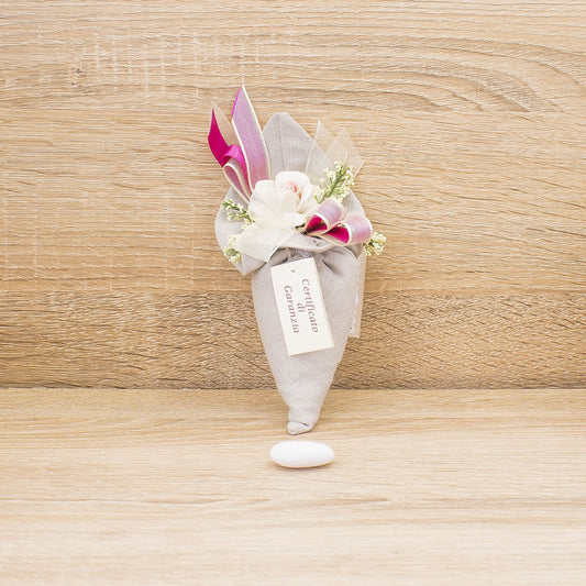 Sacchetto Cono Fucsia con Fiore e Sali Profumati La Vie en Rose