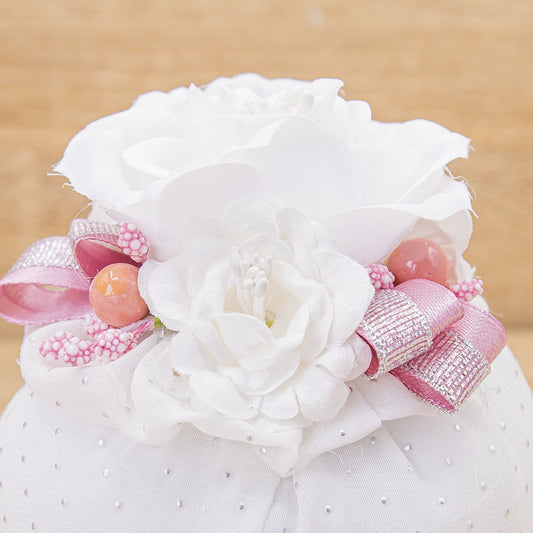 Sacchetto Puffo a Pois con Fiori e Sali Profumati La Vie en Rose