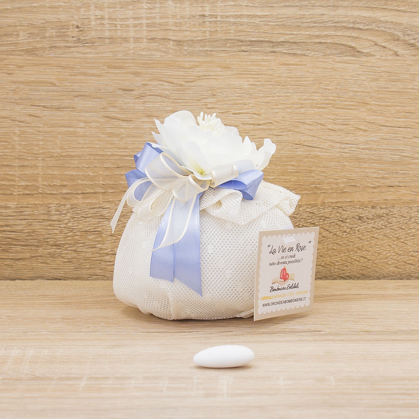 Sacchetto Fiocco Lavagna con Pois e Sali Profumati Francesi La Vie en Rose
