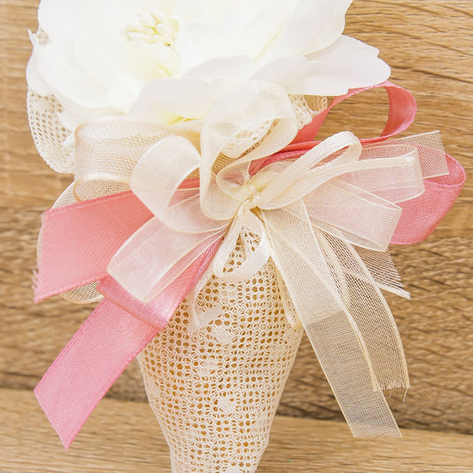 Sacchetto Cono Fiocco Rosa con Pois e Sali Profumati Francesi La Vie en Rose