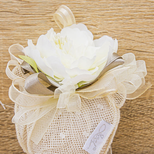 Sacchetto Sapone Profumato Cuore Fiocco Tortora La Vie en Rose