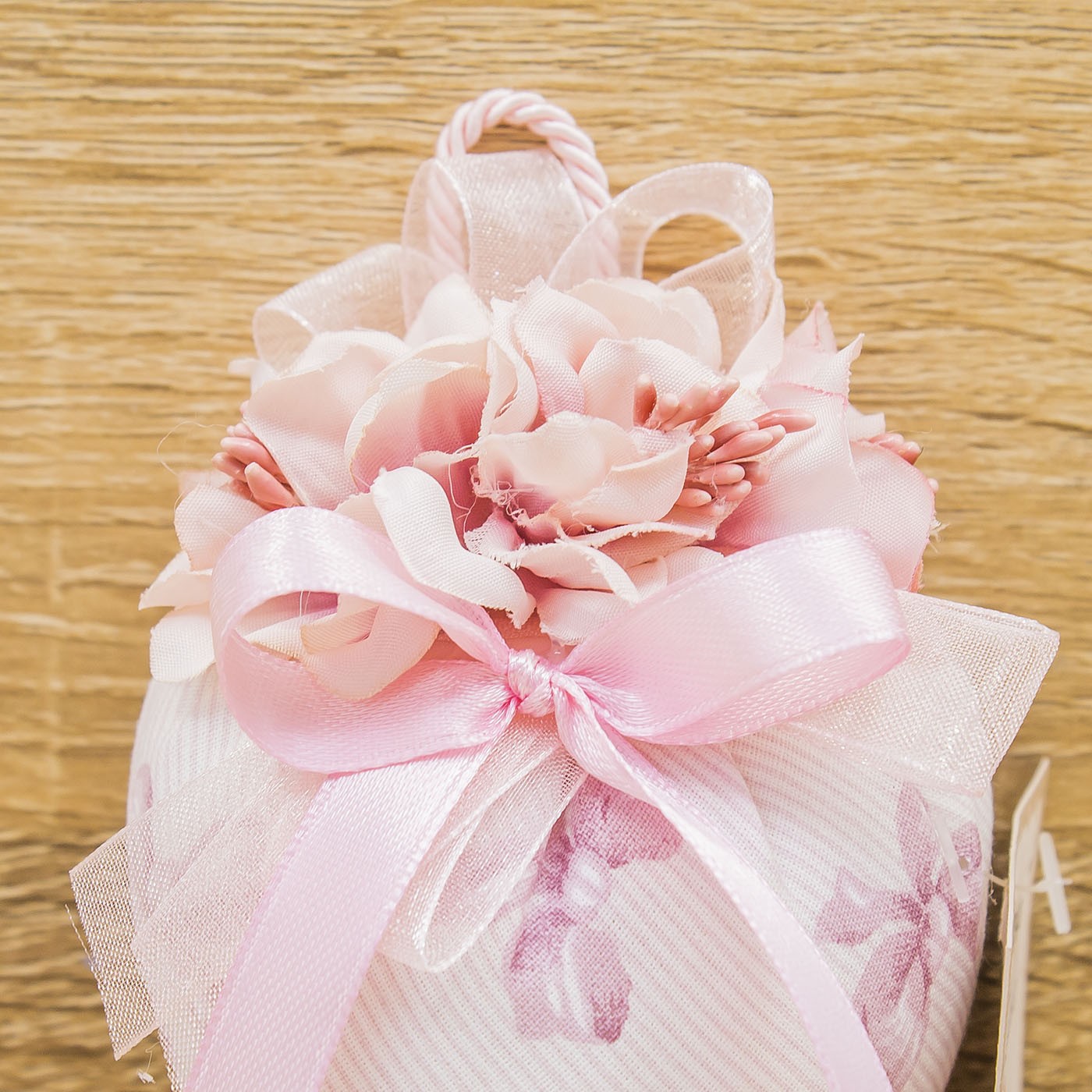Sacchetto Cuore con Fiocchi, Fiori Rosa e Sali Profumati La Vie en Rose