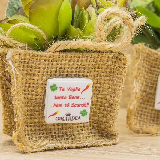 Sacchetto Iuta, Mattoncino con Frase e Piantina