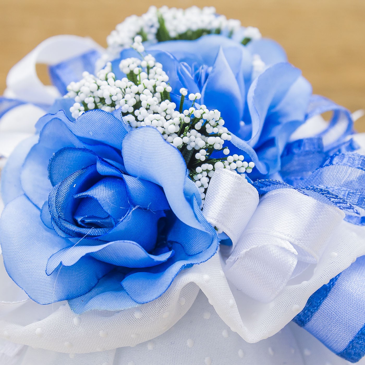 Sacchettone Bianco a Pois con Fiori Blu e Sali Profumati La Vie en Rose