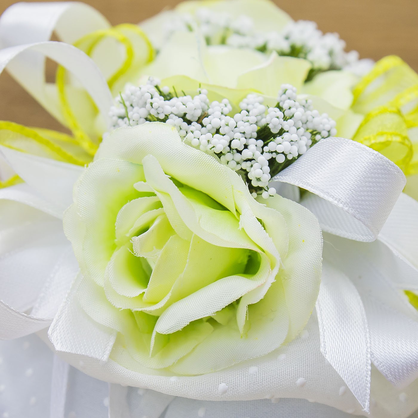 Sacchettone Bianco a Pois con Fiori Verdi e Sali Profumati La Vie en Rose
