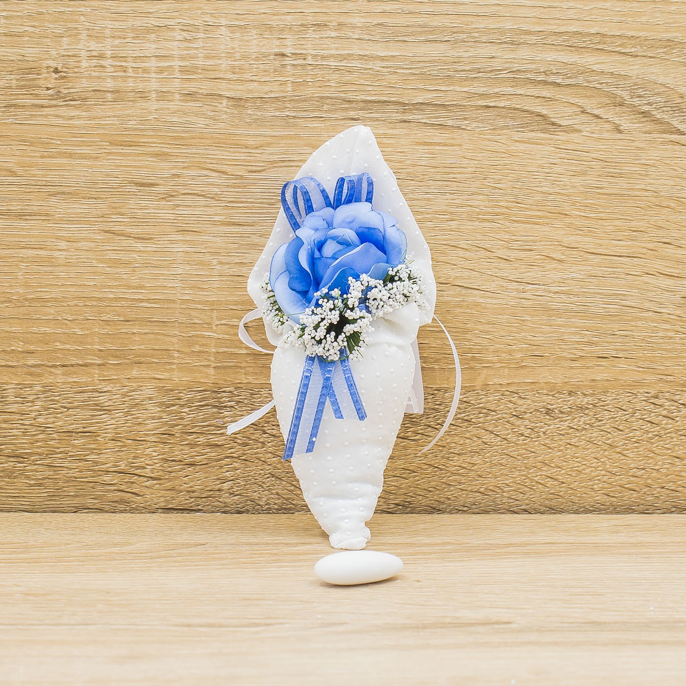 Sacchetto Cono Bianco a Pois con Fiore Blu e Sali Profumati La Vie en Rose