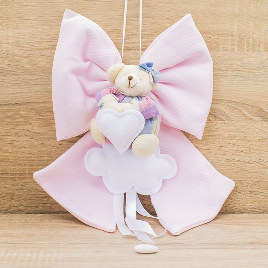 Coccarda Fiocco Rosa con Nuvola e Orsetto