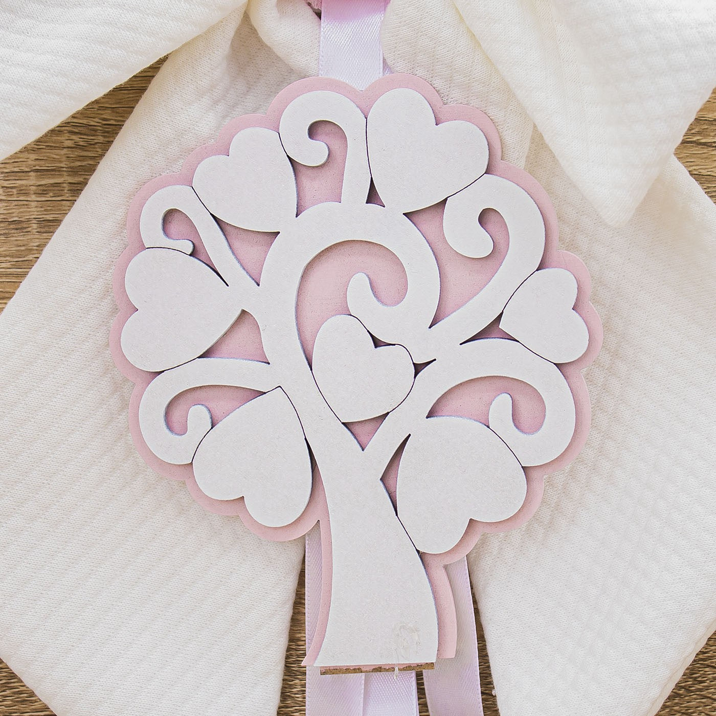 Coccarda Fiocco Bianco con Albero della Vita