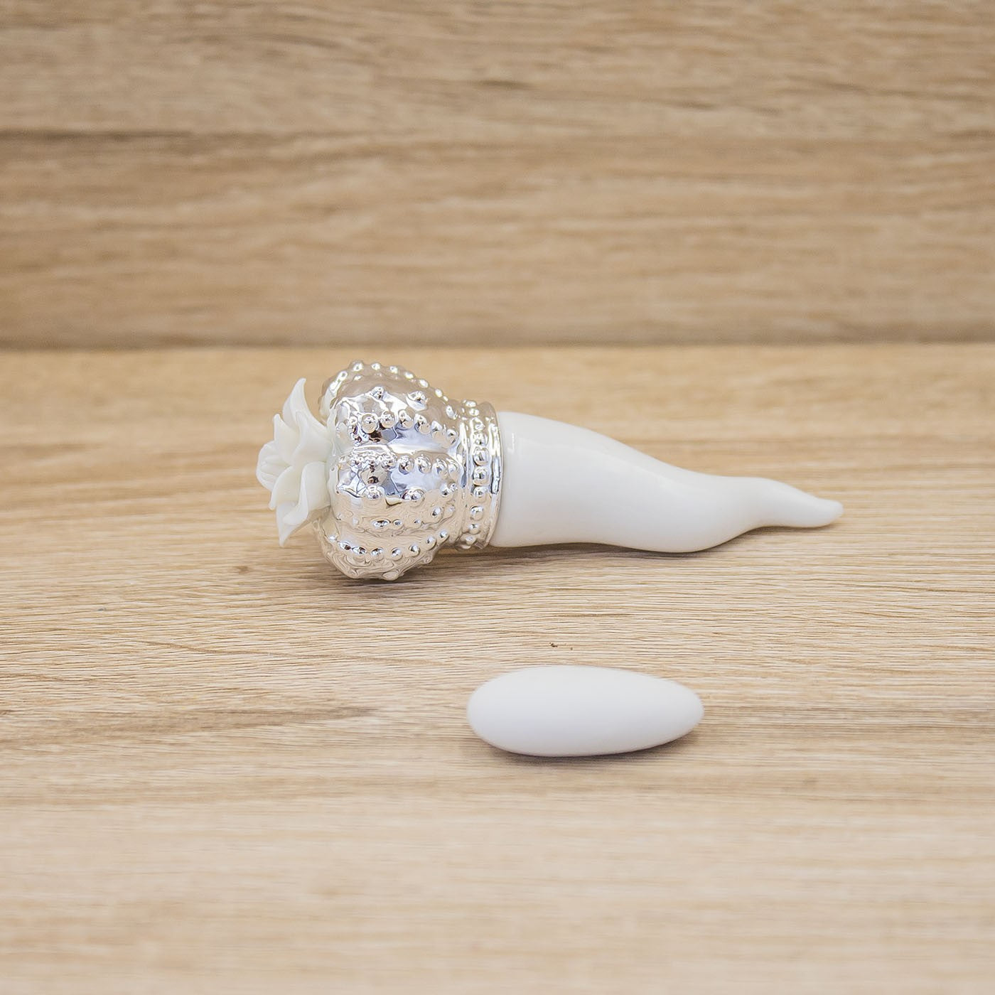 Corno Portafortuna Piccolo Argento Mandorle by Paben