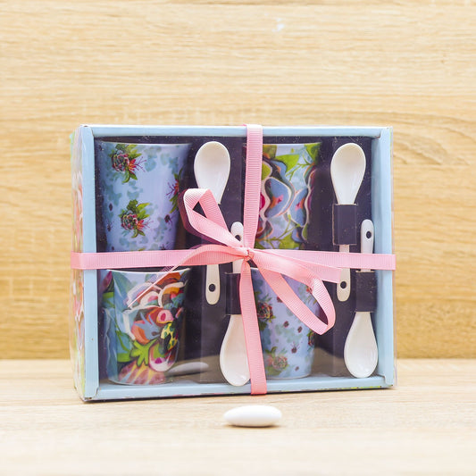 Set 4 Tazze Caffè con Fiori Michelle Allen