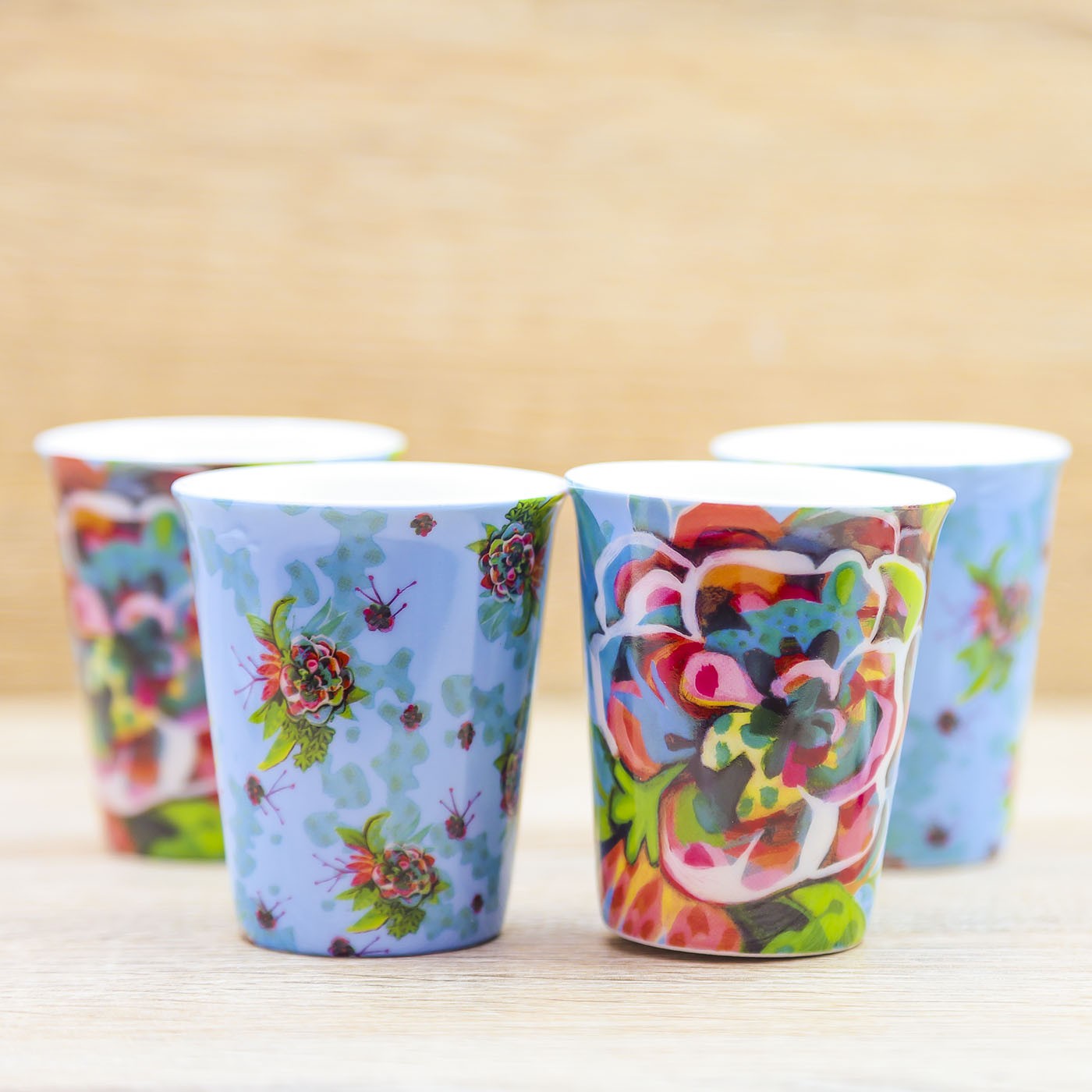 Set 4 Tazze Caffè con Fiori Michelle Allen