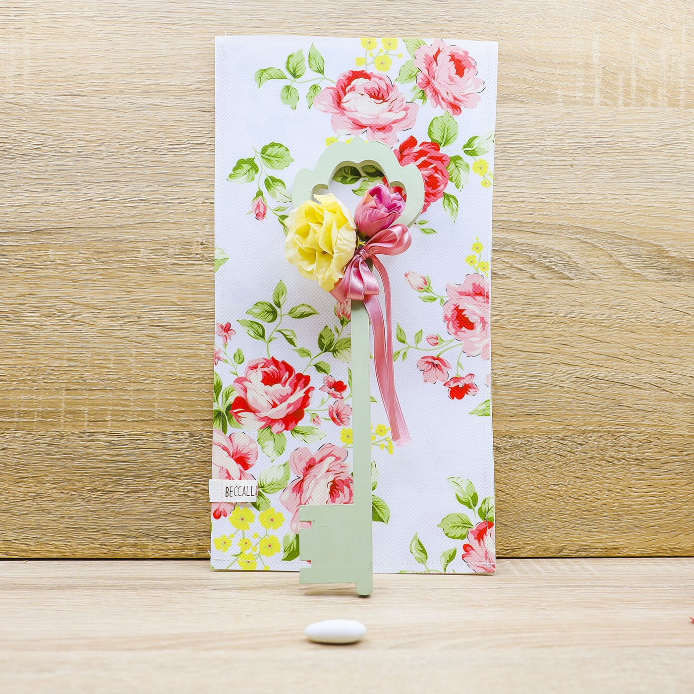 Chiave Verde Portafortuna e Sacchetto con Rose Beccalli for Life