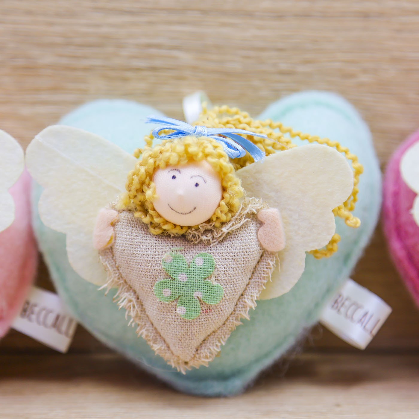 Cuore Verde Profumato, Angioletto e Sacchetto con Rose Beccalli for Life