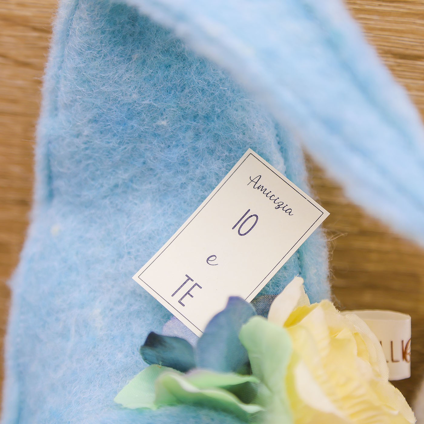 Folletto Celeste e Beige, Sali Profumati e Sacchetto con Rose Beccalli for Life