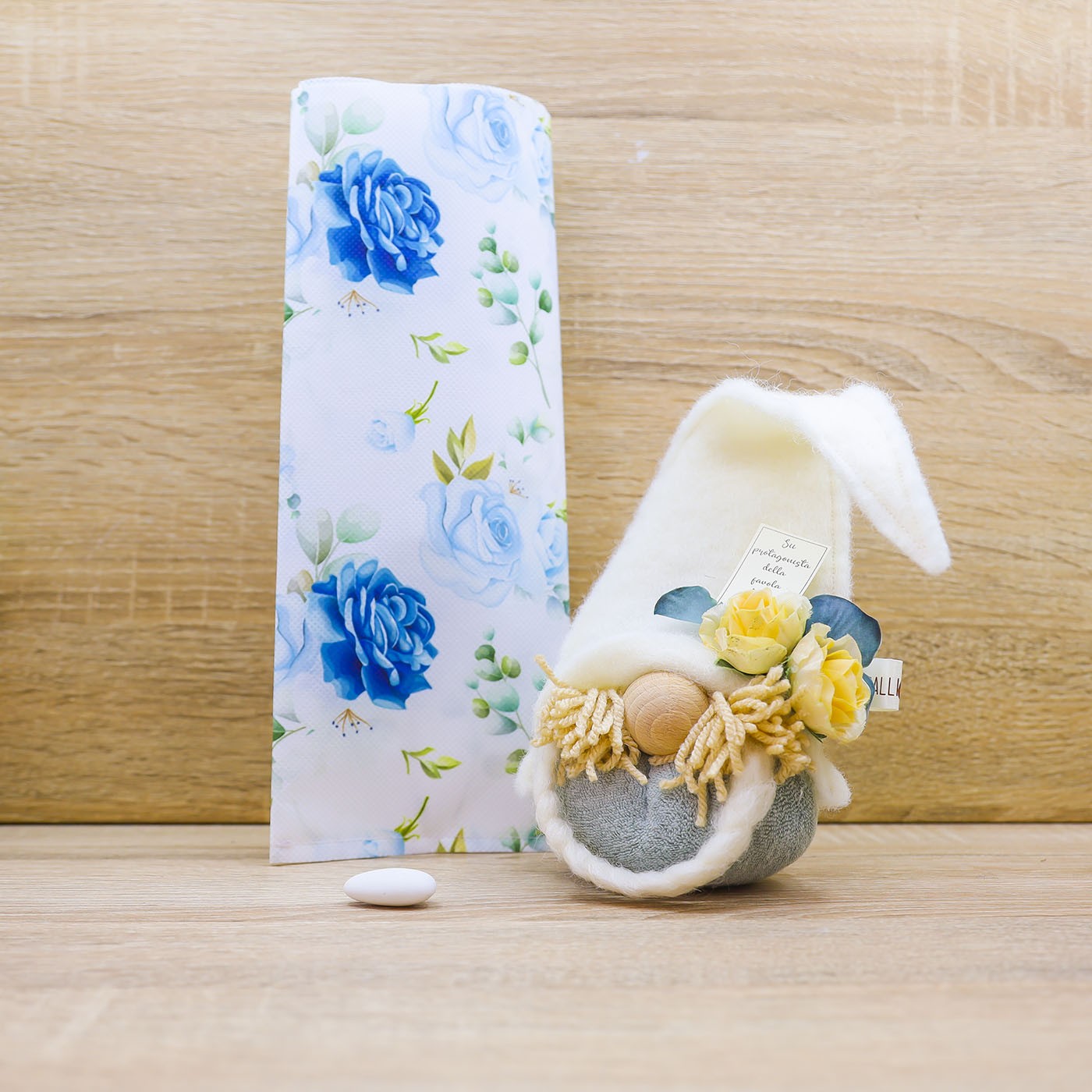 Folletto Bianco e Verde, Sali Profumati e Sacchetto con Rose Beccalli for Life