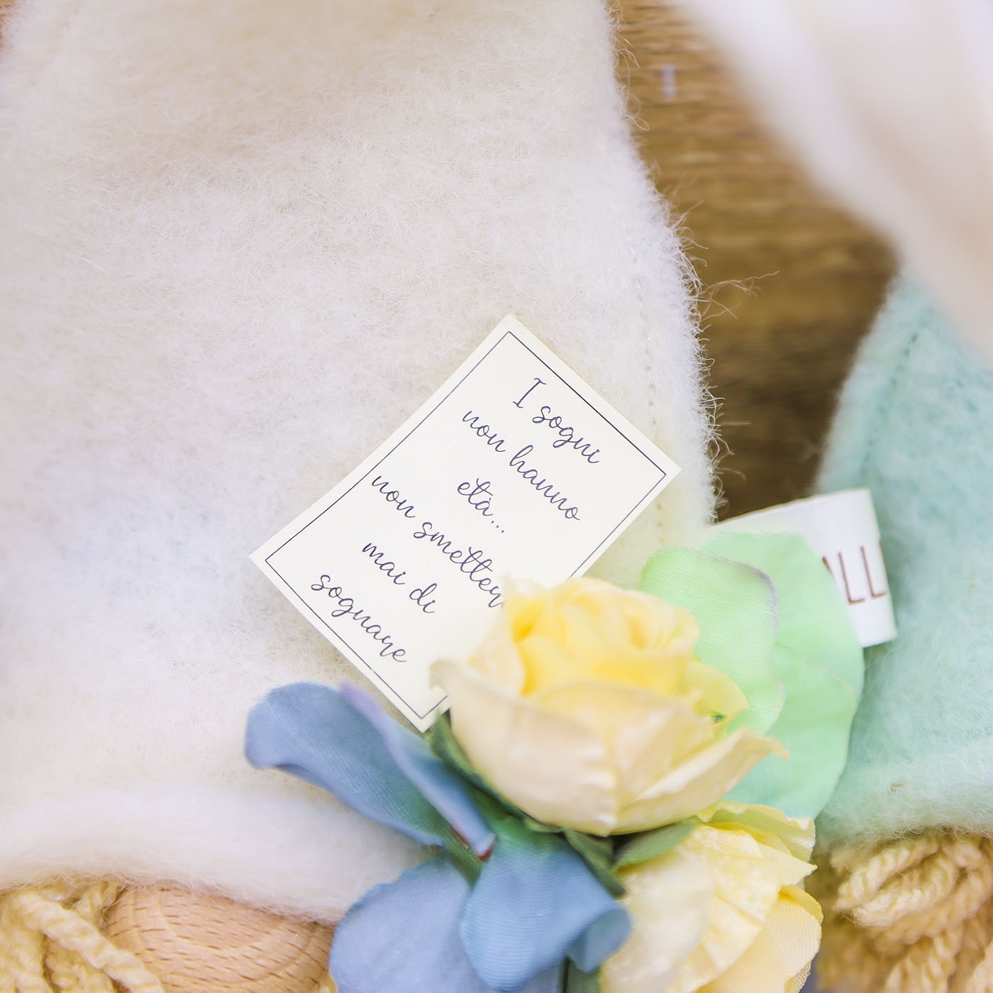 Folletto Bianco e Celeste, Sali Profumati e Sacchetto con Rose Beccalli for Life