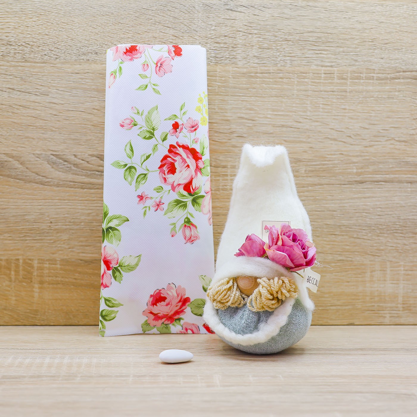 Folletto Bianco e Celeste, Sali Profumati e Sacchetto con Rose Beccalli for Life