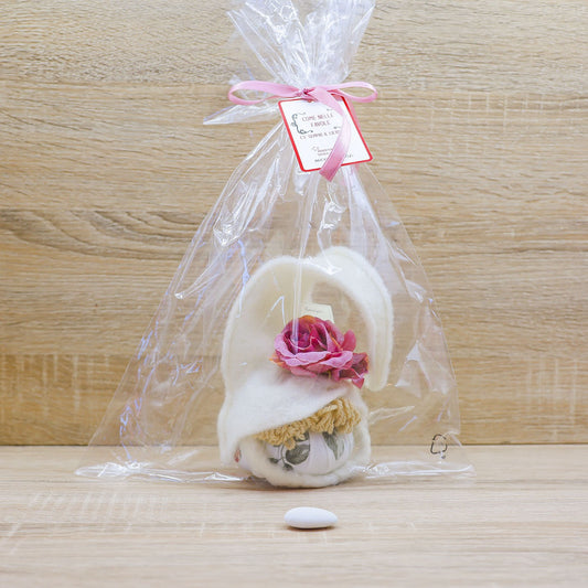 Folletto Bianco con Rose, Sali Profumati e Sacchetto con Rose Beccalli for Life