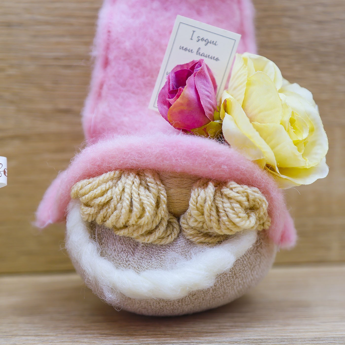 Folletto Beige e Rosa, Sali Profumati e Sacchetto con Rose Beccalli for Life
