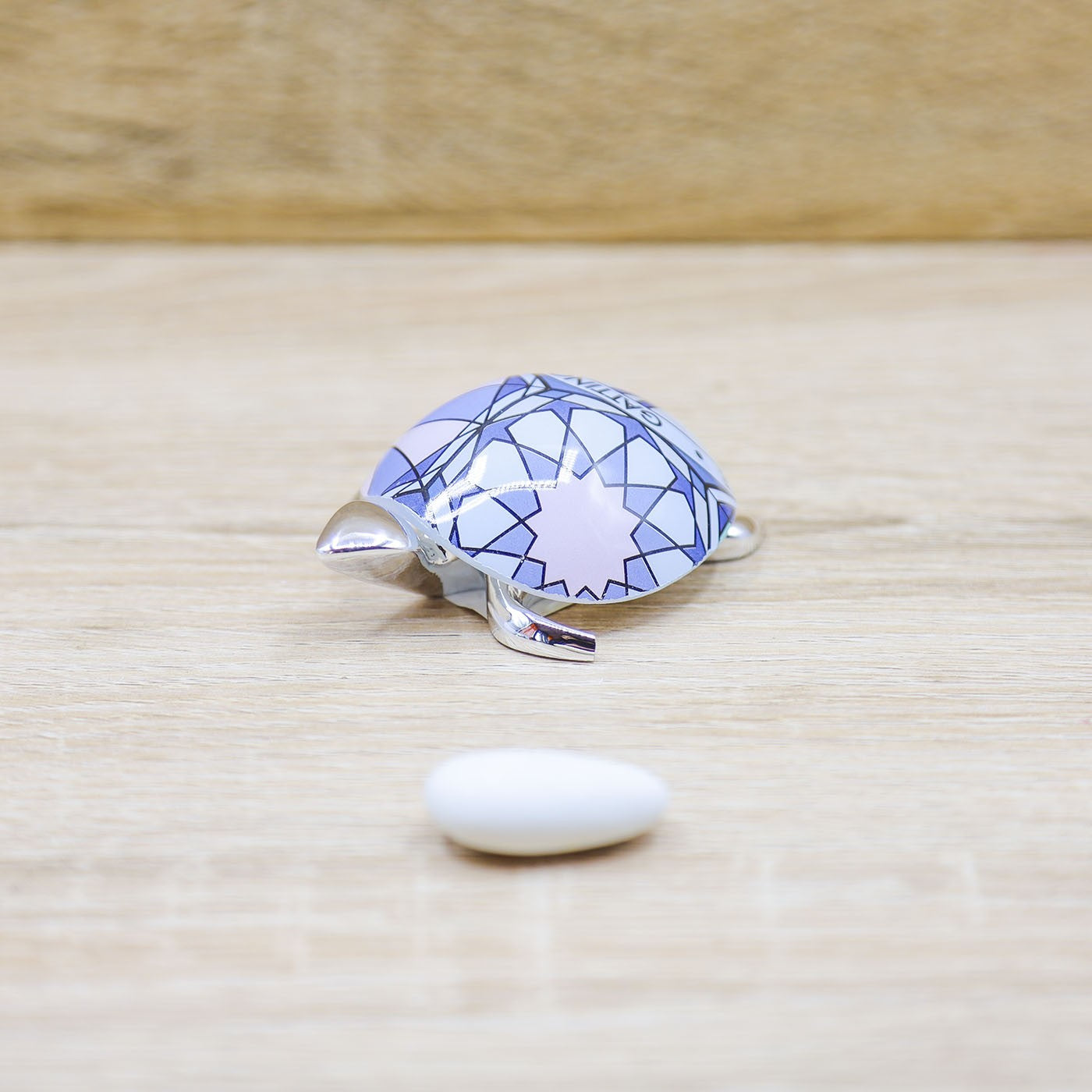 Tartaruga Argento Piccola e Corazza con Decori Blu Gattinoni