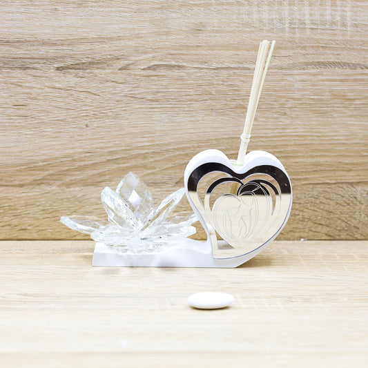 Profumatore Cuore con Sacra Famiglia e Fiore di Cristallo
