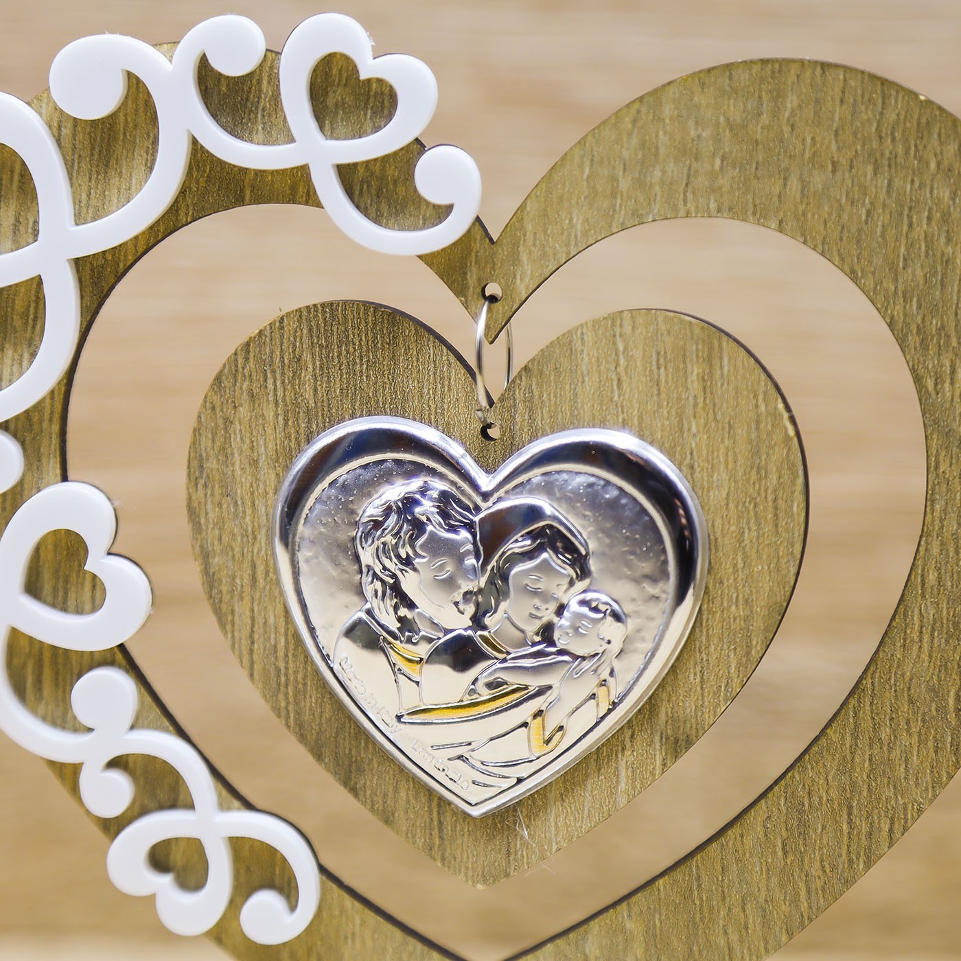 Icona Media Cuore Argento Sacra Famiglia Debora Carlucci