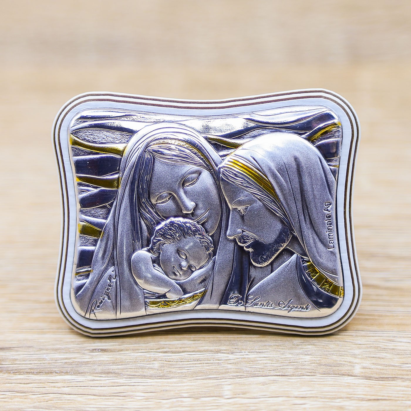 Quadretto Piccolo Argento con Sacra Famiglia De Santis Argenti