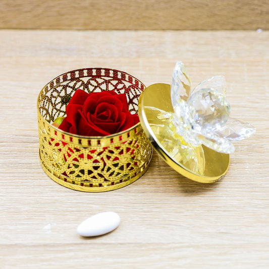 Portagioie Oro Tondo con Rosa Marilyn Rome