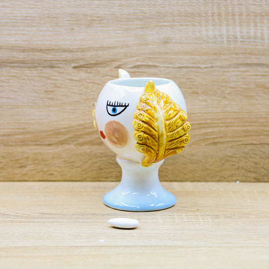 Vaso con Viso e Manici Gialli Porcellana di Capodimonte