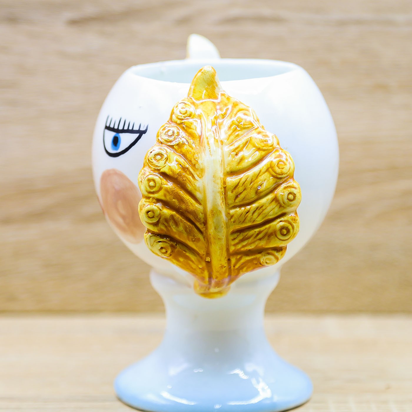 Vaso con Viso e Manici Gialli Porcellana di Capodimonte