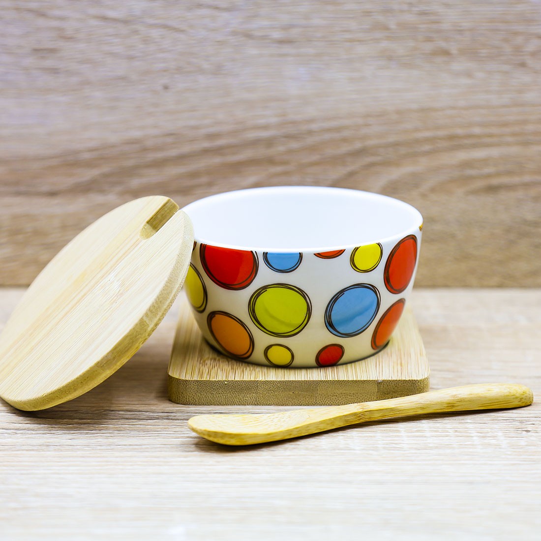 Set 2 Tazzine e Zuccheriera con Bolle Colorate "Caffettino" Cuore Matto