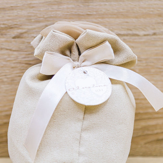 Sacchetto Tortora con Rosa Medio "Love" Claraluna