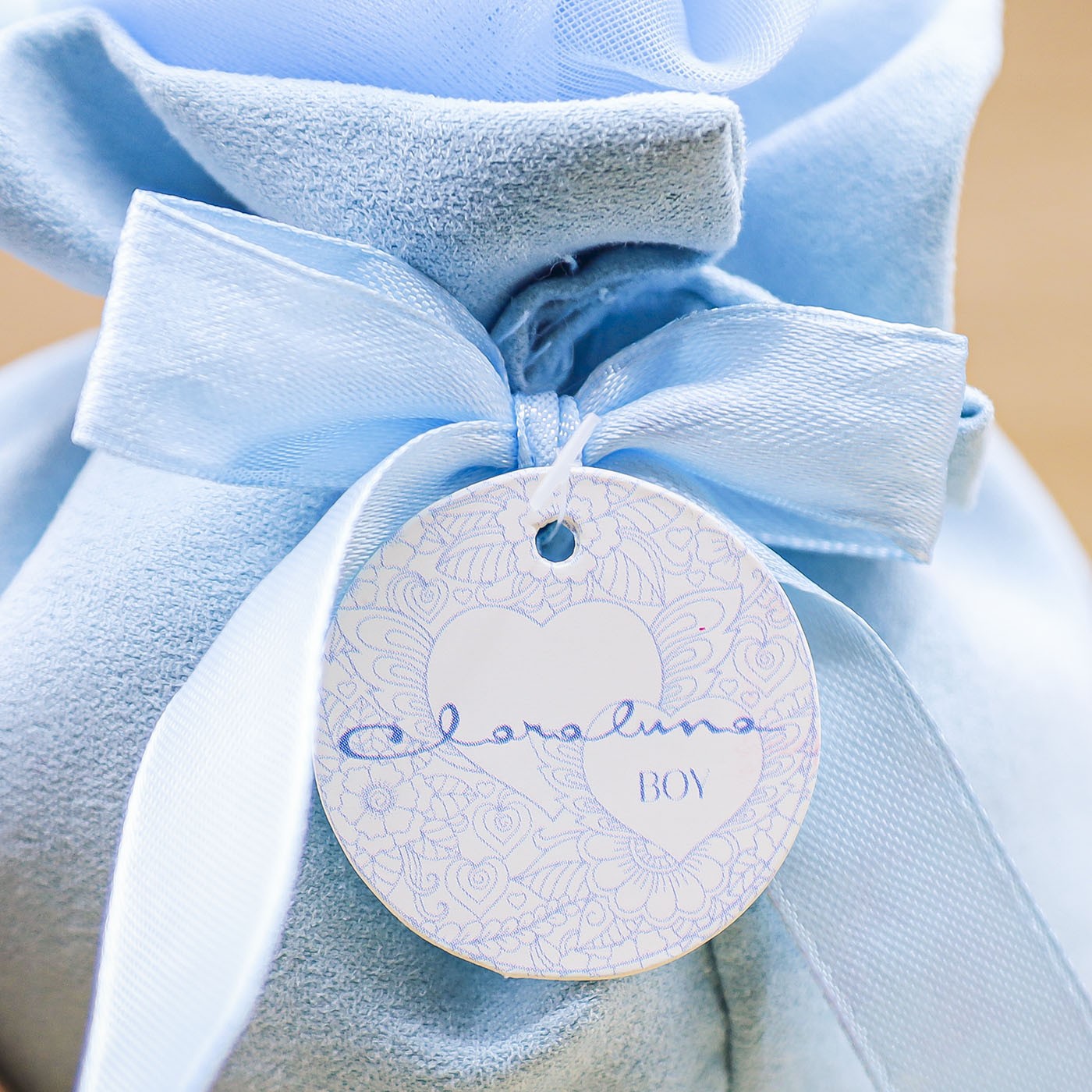 Sacchetto Azzurro con Rosa Medio "Boy" Claraluna