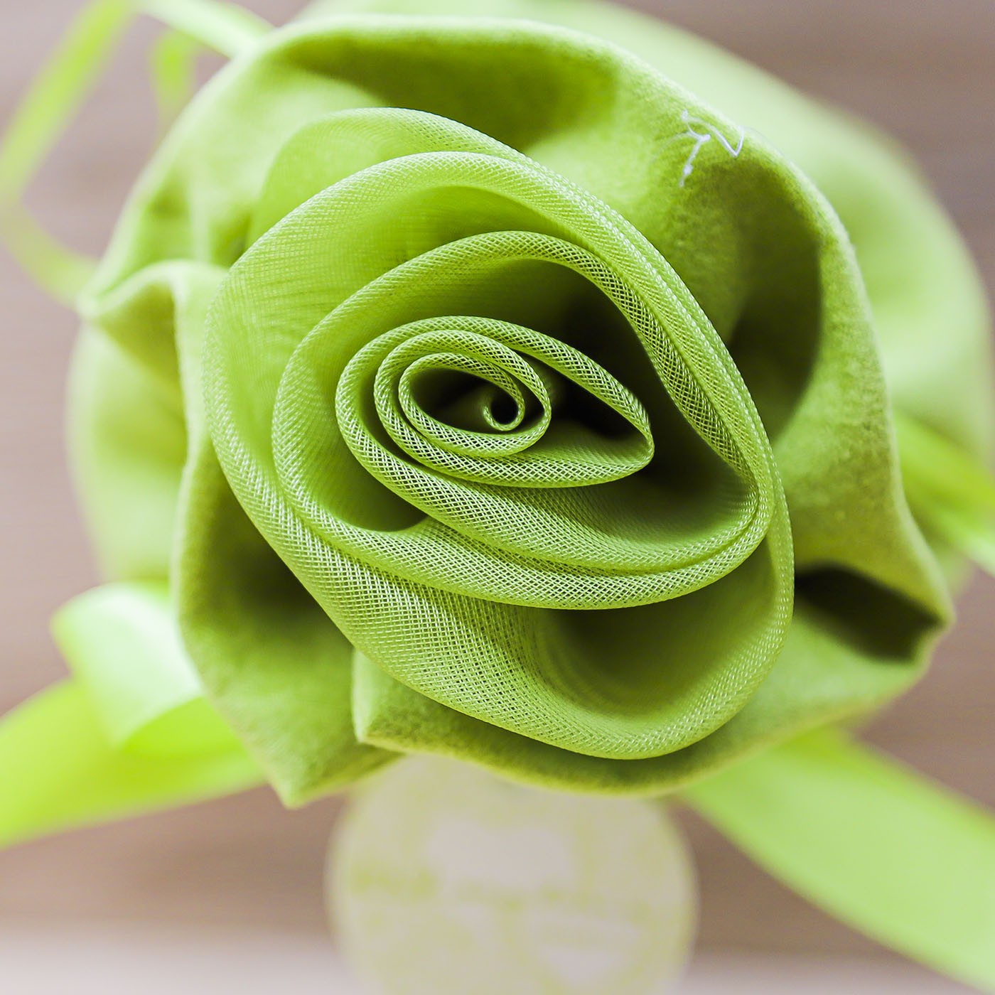 Sacchetto Verde con Rosa Grande "Promessa" Claraluna