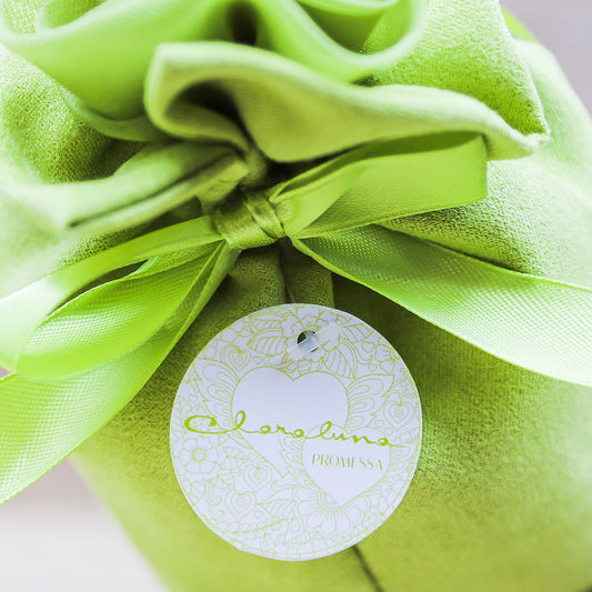 Sacchetto Verde con Rosa Grande "Promessa" Claraluna
