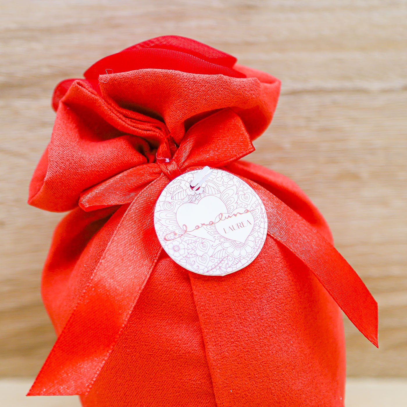 Sacchetto Rosso con Rosa Grande "Laurea" Claraluna