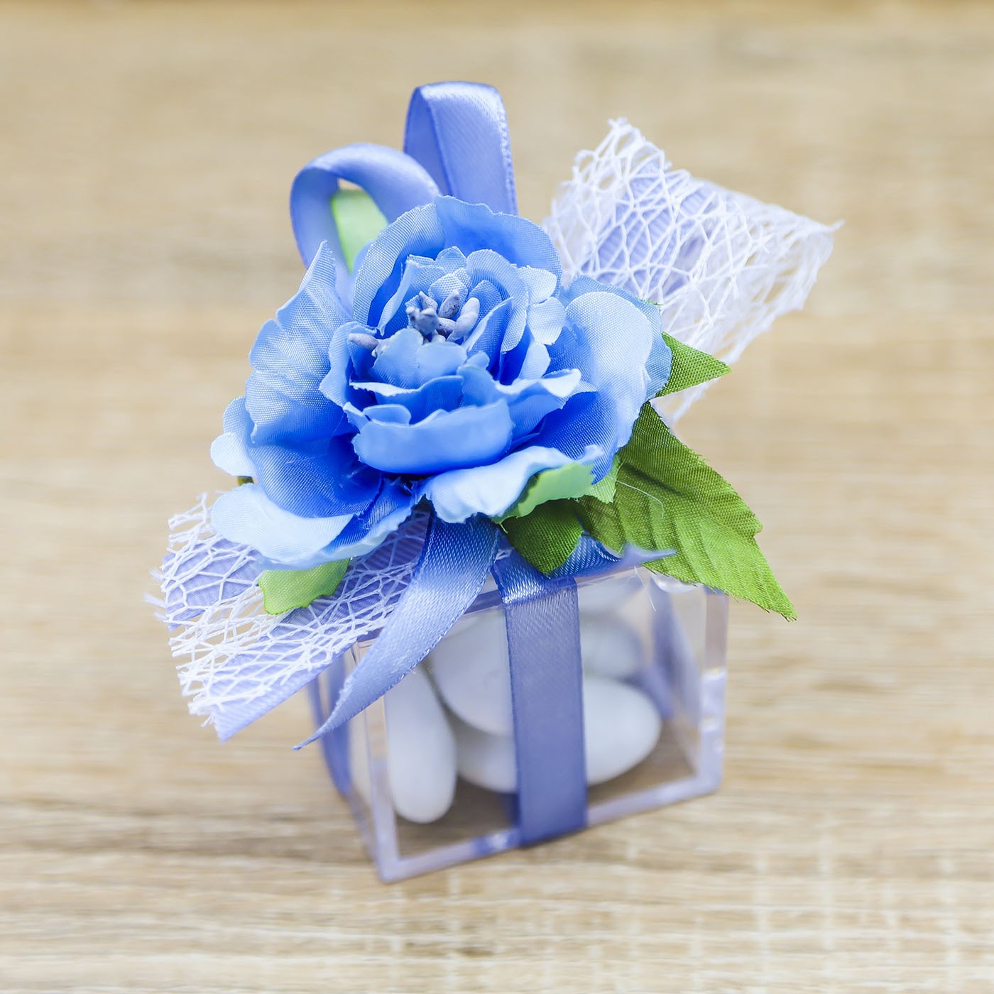 Portaconfetti con Fiore Celeste