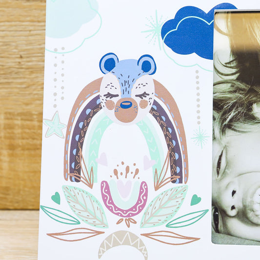 Portafoto con Arcobaleno e Orsetto Celeste Claraluna