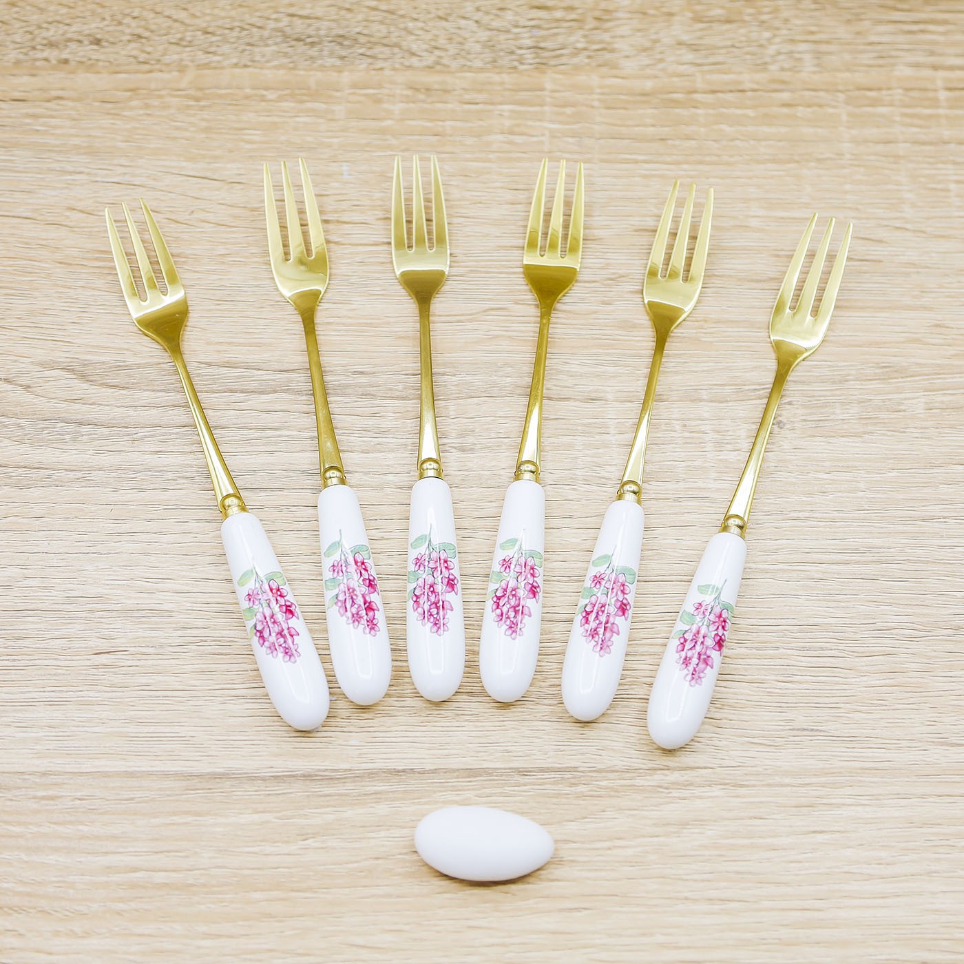 Set 6 Forchette Oro con Fiori Encantada