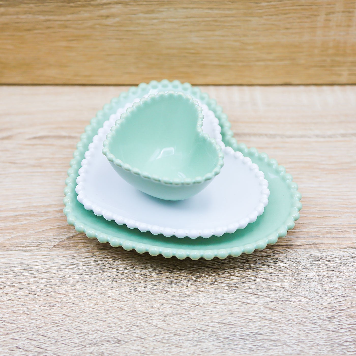 Tris Piatti Verdi e Bianchi Claraluna